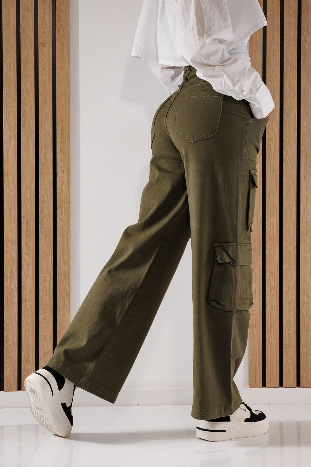 Дамски карго дънки Miki Каки #A642