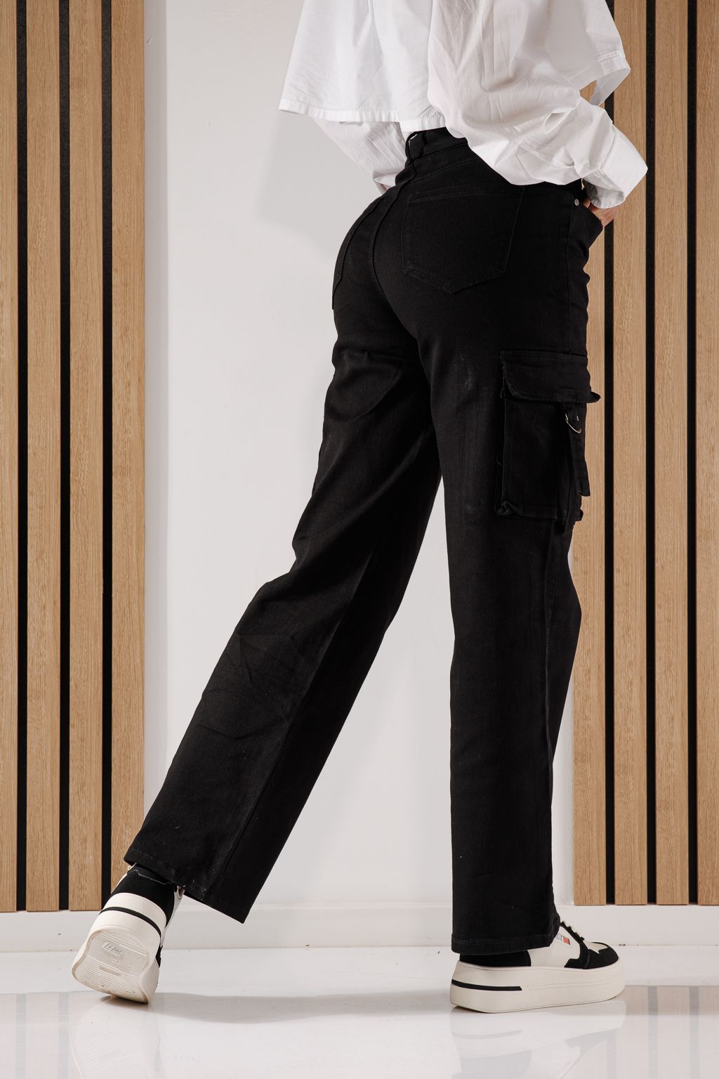 Дамски карго дънки Rosa Черни #A630