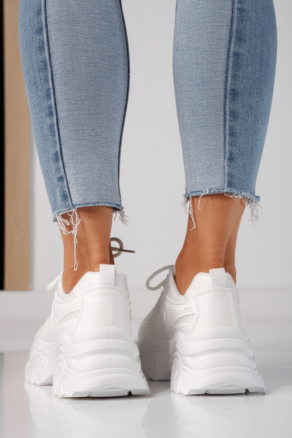 Дамски маратонки бели от текстилен материал Edith #24452