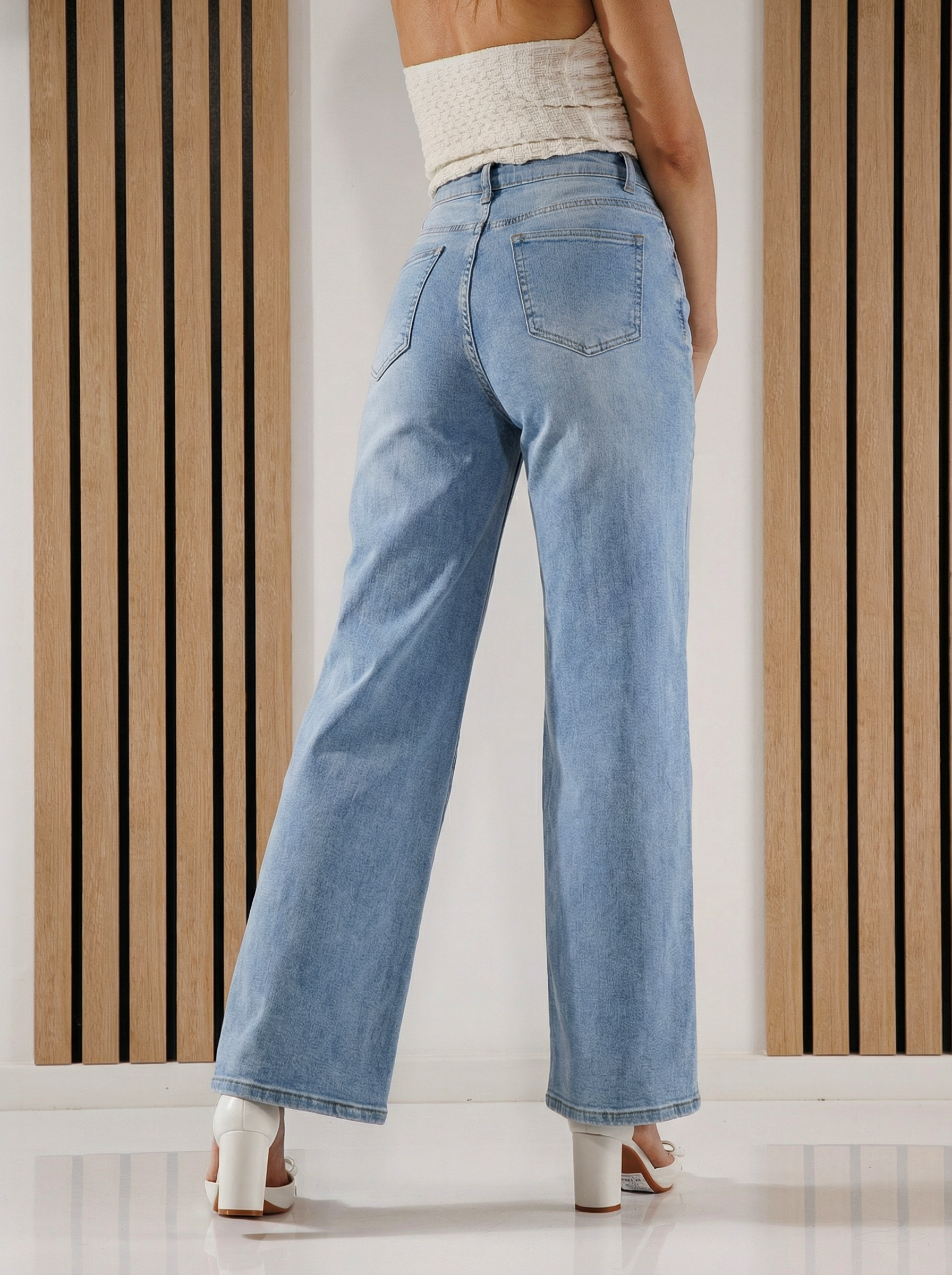 Дънки Wide Leg Дамски Lorete сини #A1387