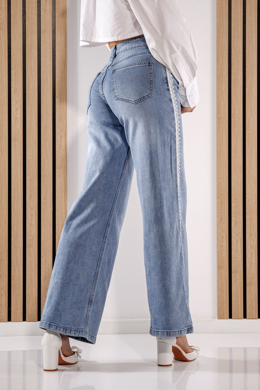 Дънки Wide Leg Дамски Anuva Сини #A1384