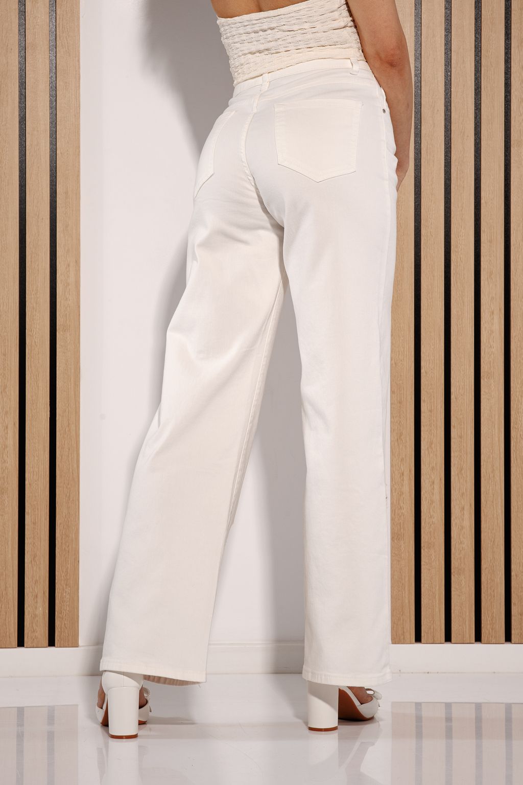 Разкроени дамски дънки Akeila бели #A1382