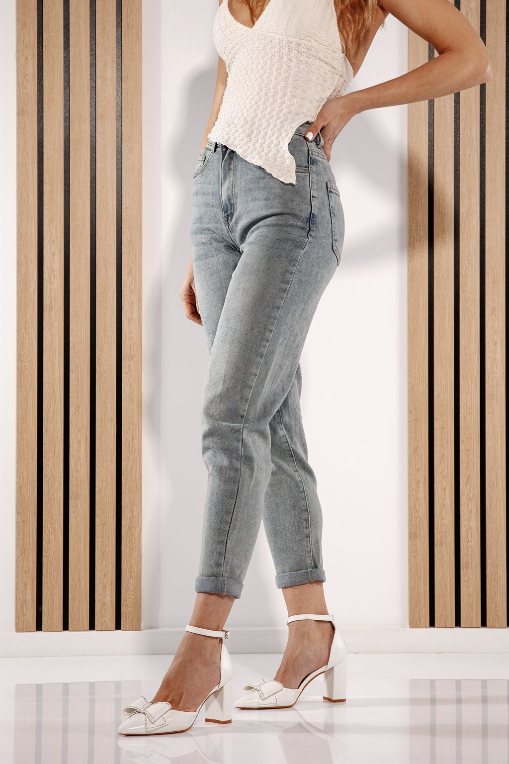 Дънки Baggy Fit Дамски Olga Сини #A1381