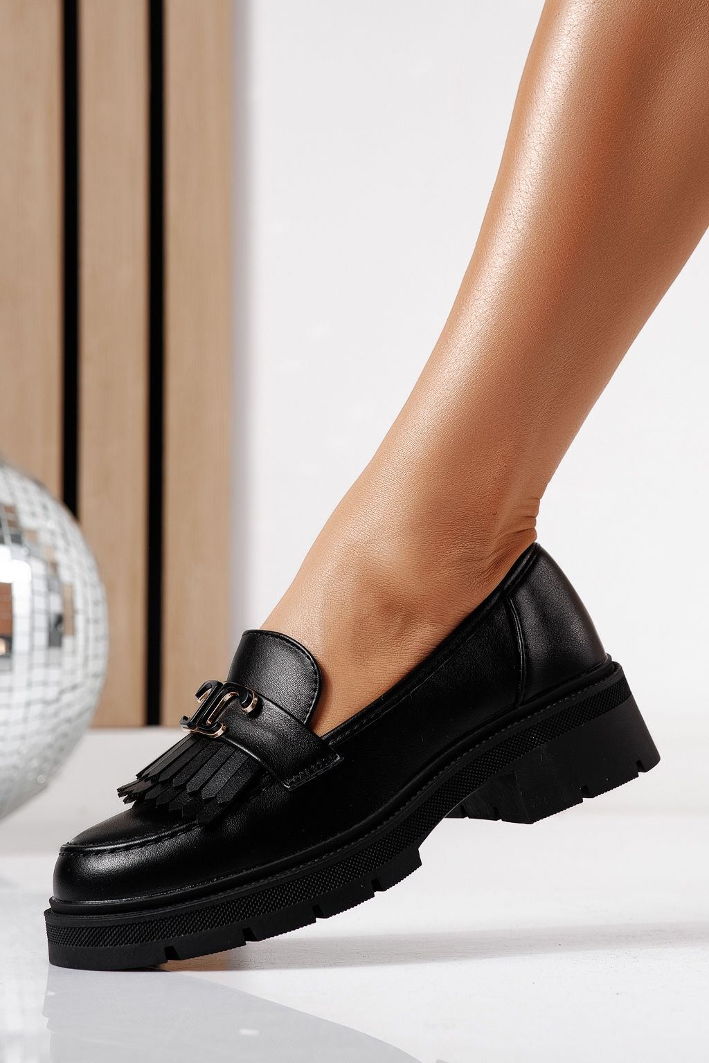 Всекидневни дамски обувки черни от еко кожа Galia #24444