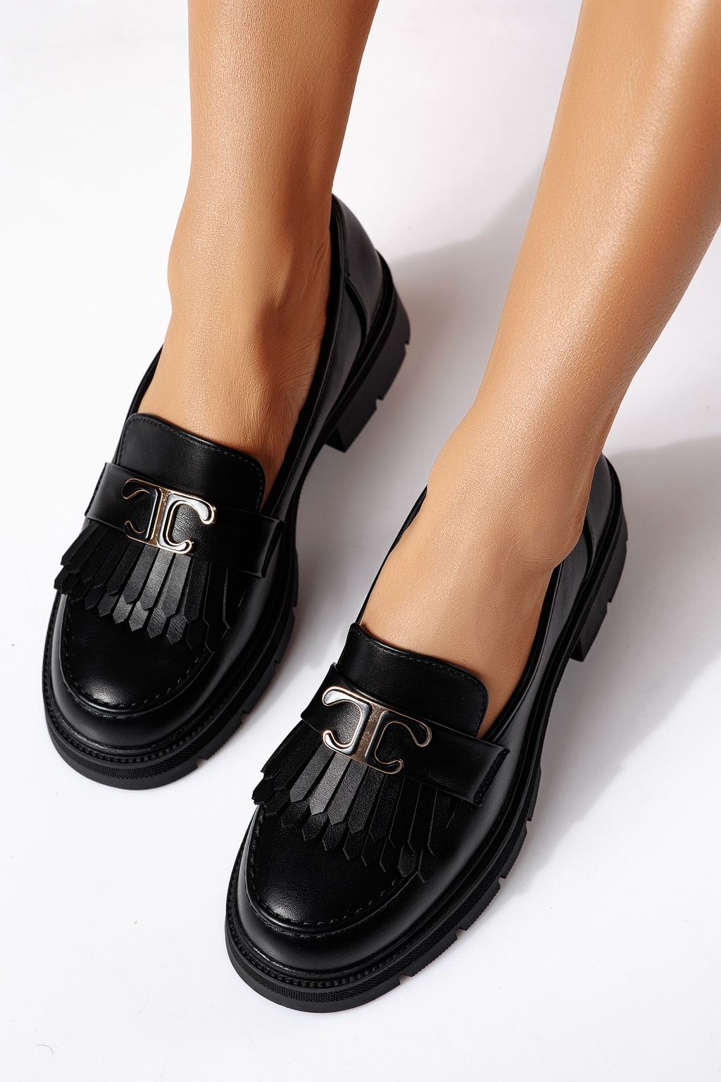 Всекидневни дамски обувки черни от еко кожа Galia #24444