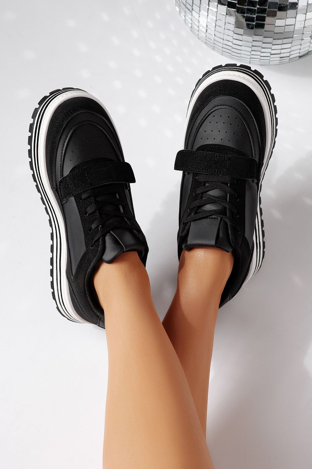 Дамски маратонки черни от еко кожа Tabitha #24457