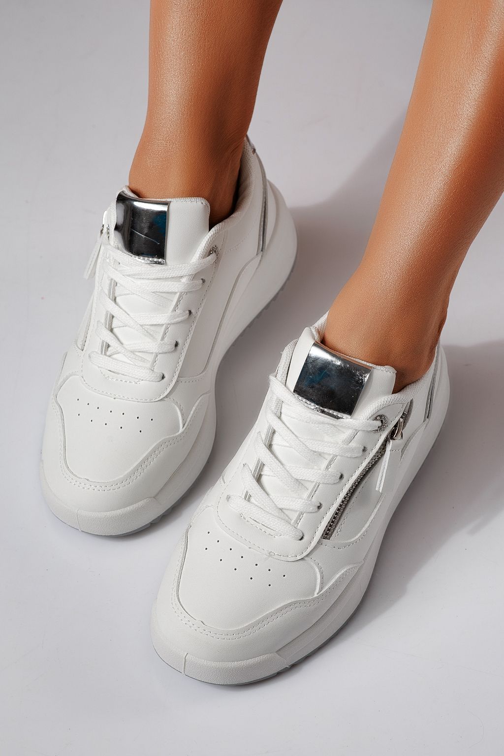 Дамски маратонки сиви от еко кожа Alana #24416