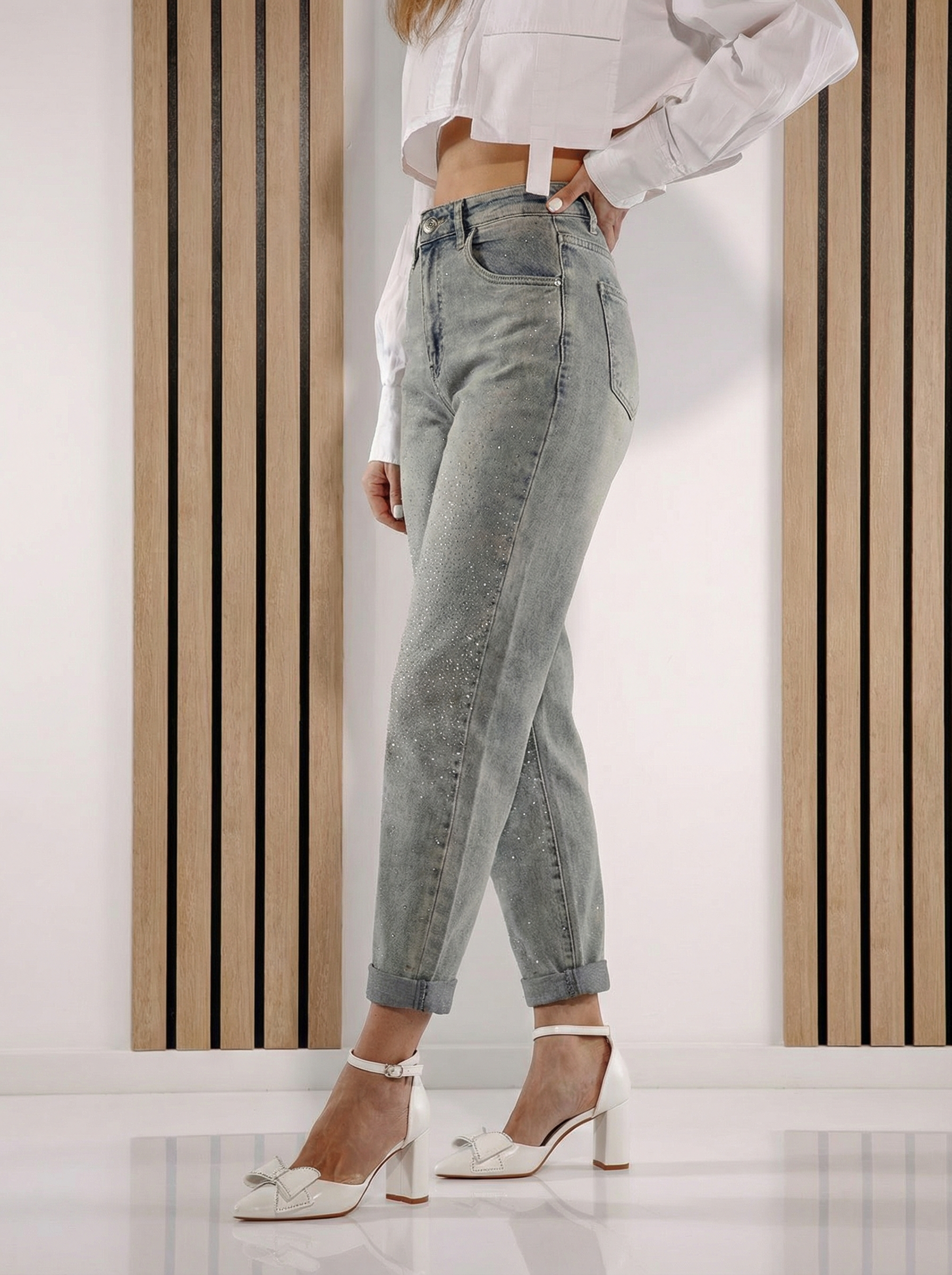 Дънки Baggy Fit Дамски Savina сини #A1388