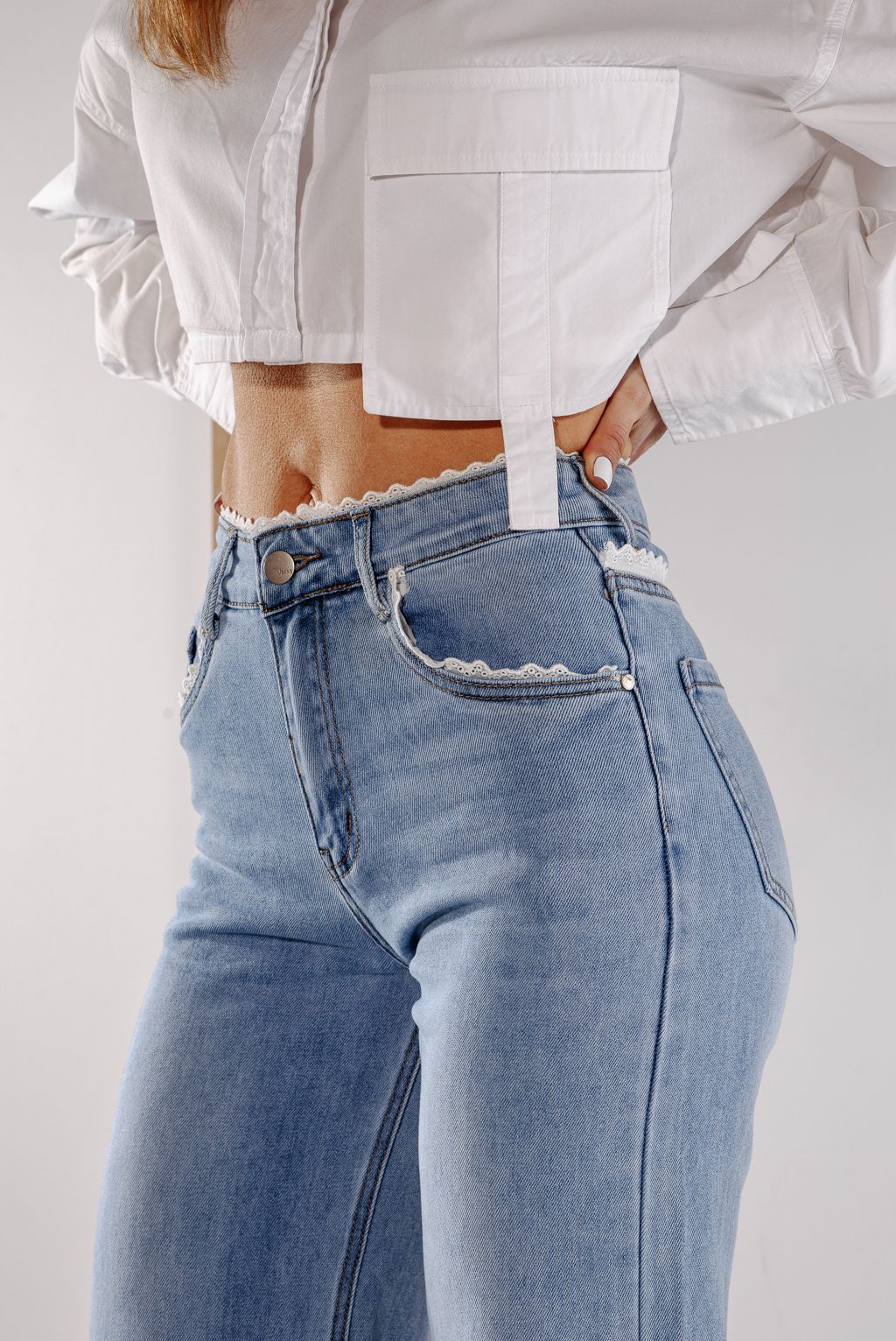 Дънки Wide Leg Дамски Calina Сини #A1386