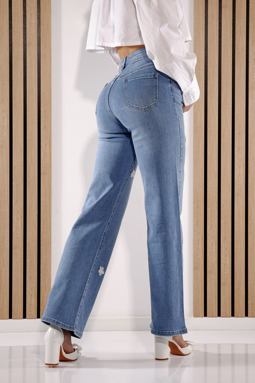 Разкроени дамски дънки Alane Сини #A1374