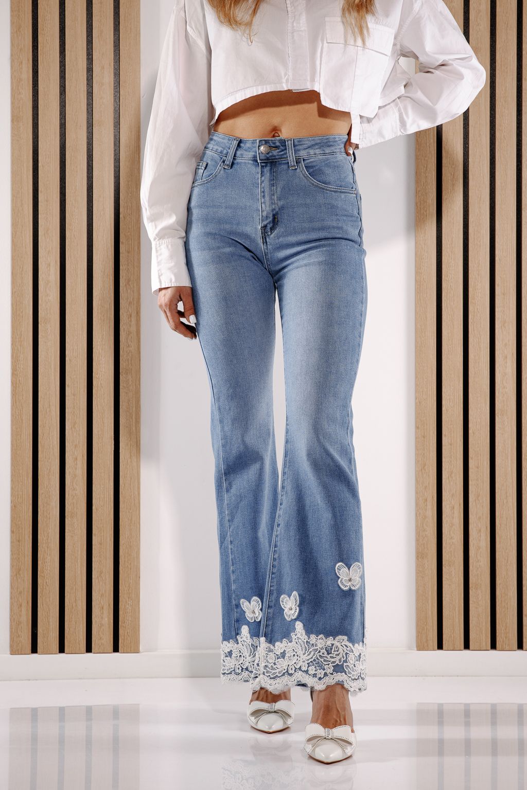 Разкроени дамски дънки Ayane Сини #A1375