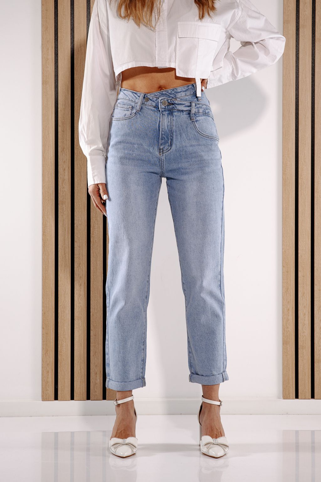 Дънки Baggy Fit Дамски  Nadia Сини #A1379