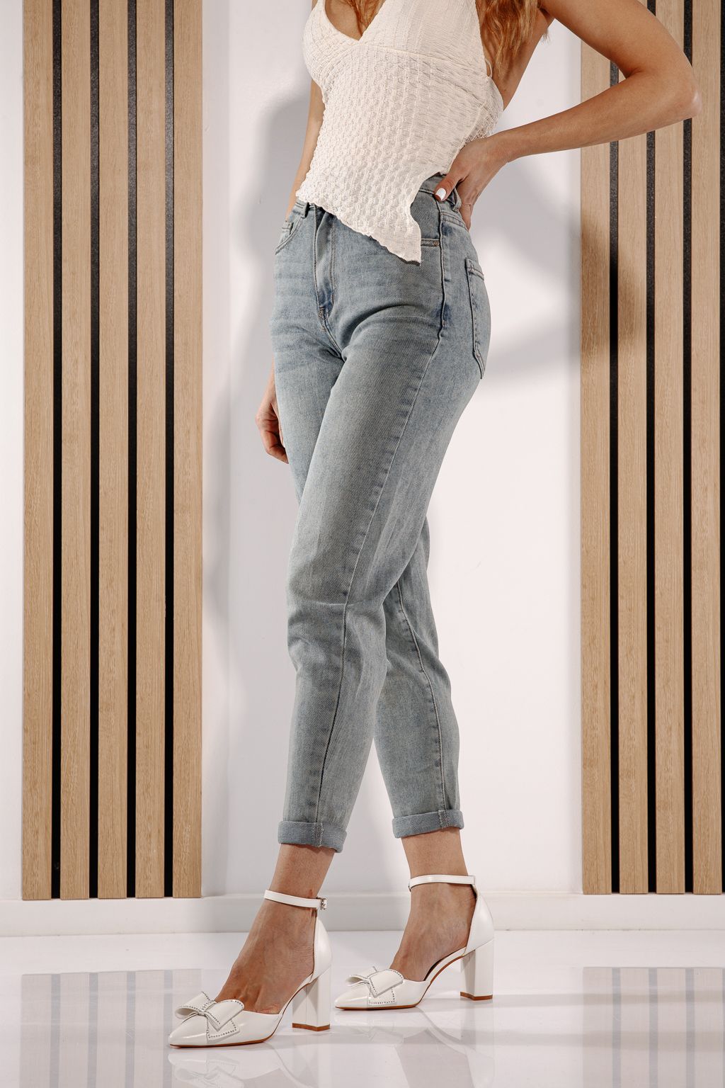 Дънки Baggy Fit Дамски Olga Сини #A1381