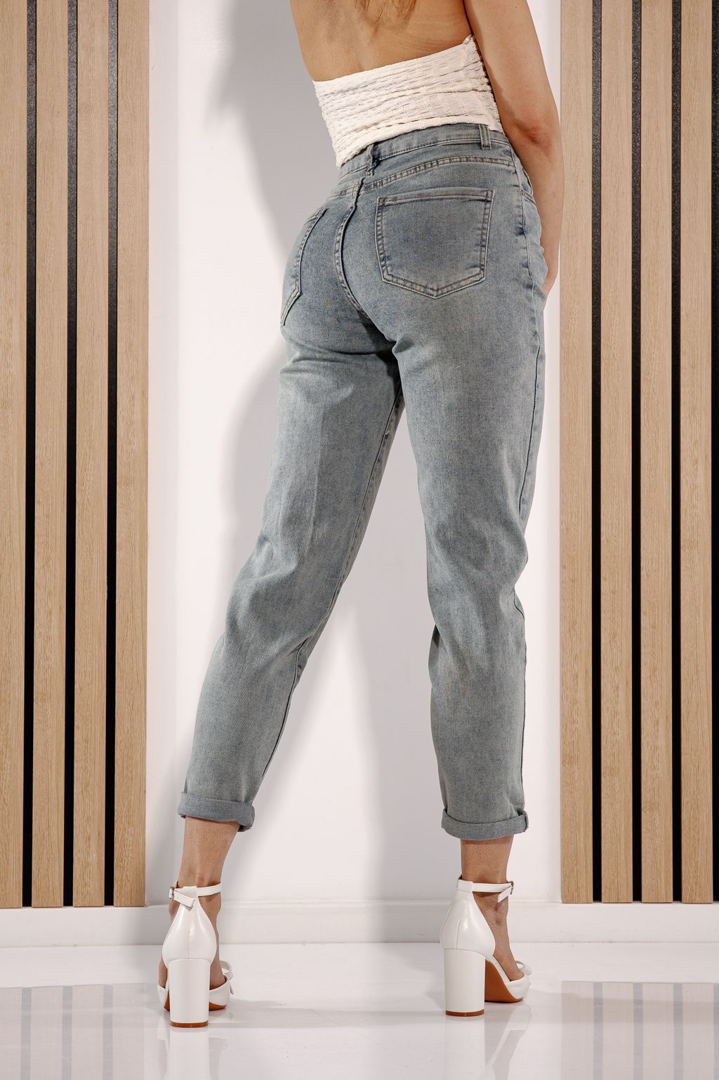 Дънки Baggy Fit Дамски Olga Сини #A1381