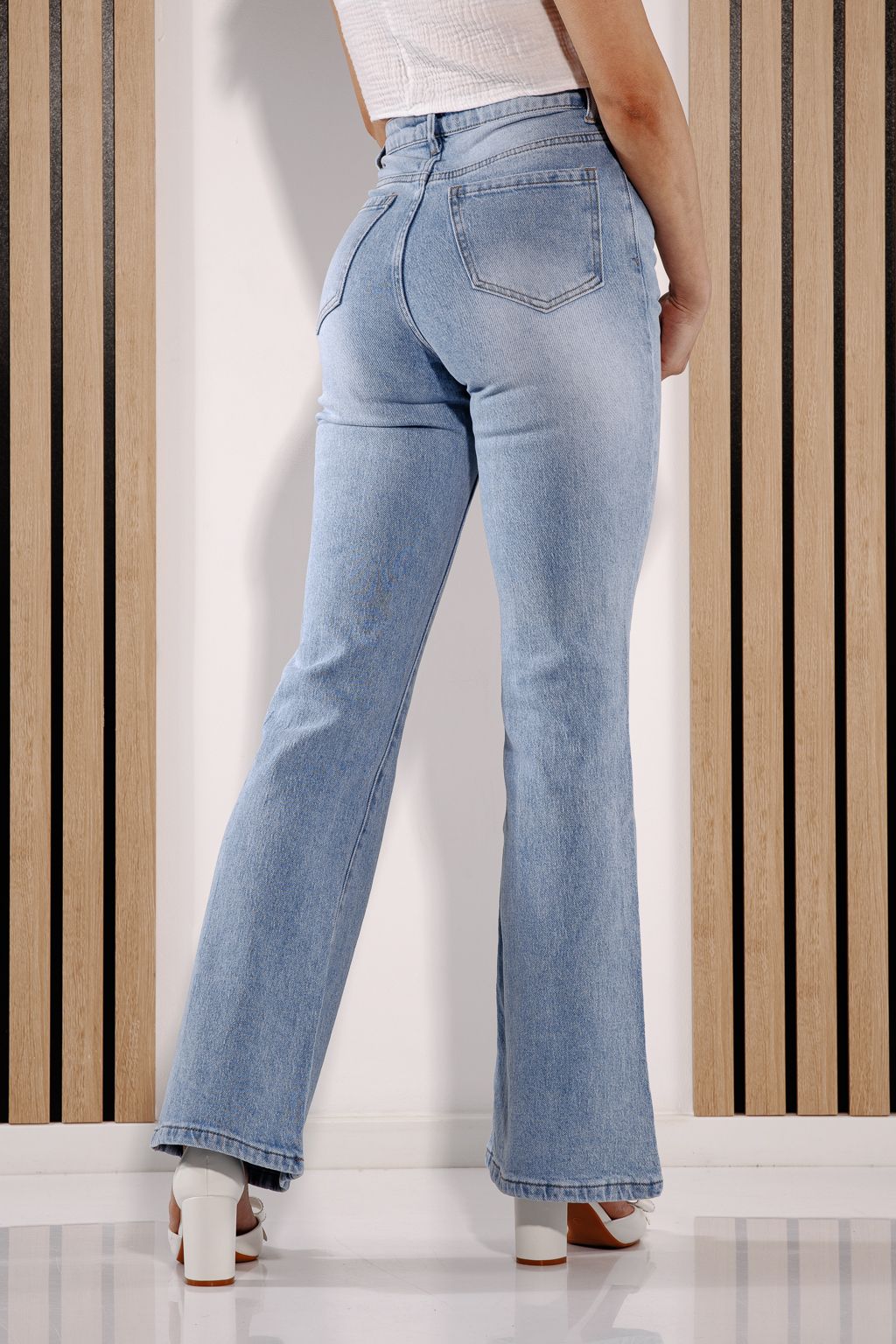 Разкроени дамски дънки Beatriz Сини #A1376