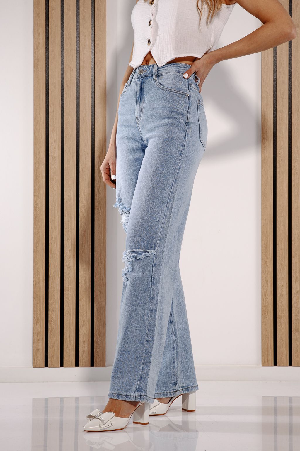 Дънки Wide Leg Дамски Elida Сини #A1378