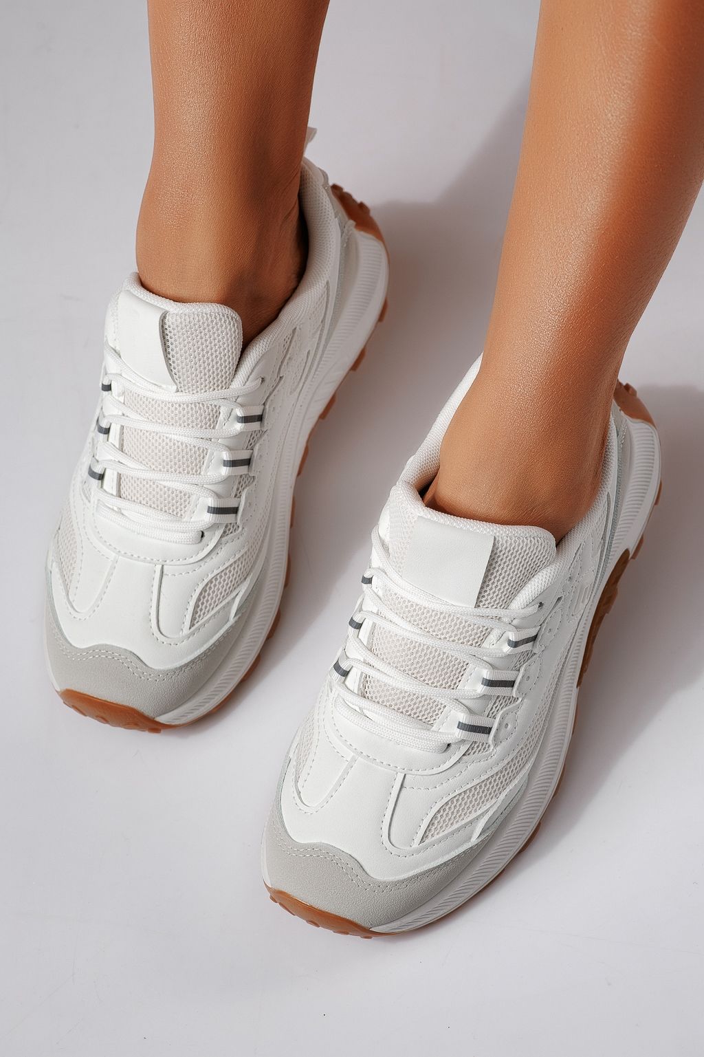 Дамски маратонки бели от текстилен материал Agatha #24414