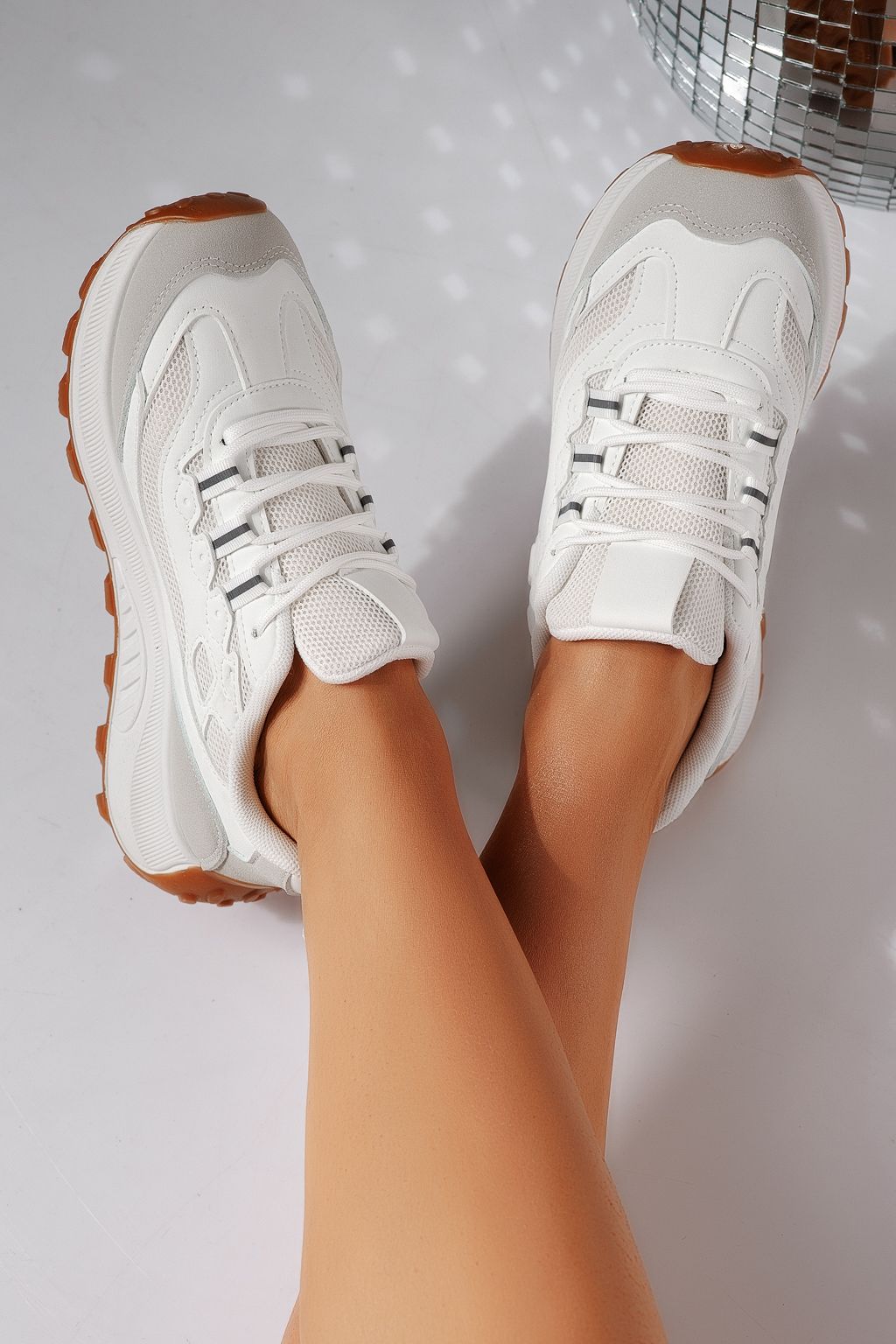 Дамски маратонки бели от текстилен материал Agatha #24414