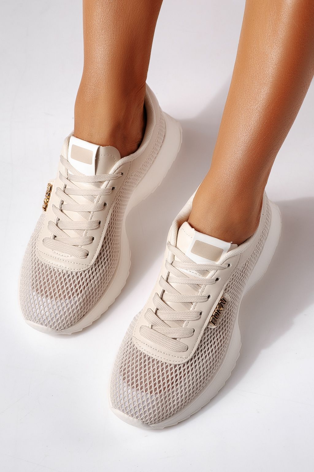 Дамски маратонки бежови от текстилен материал Elah #24462