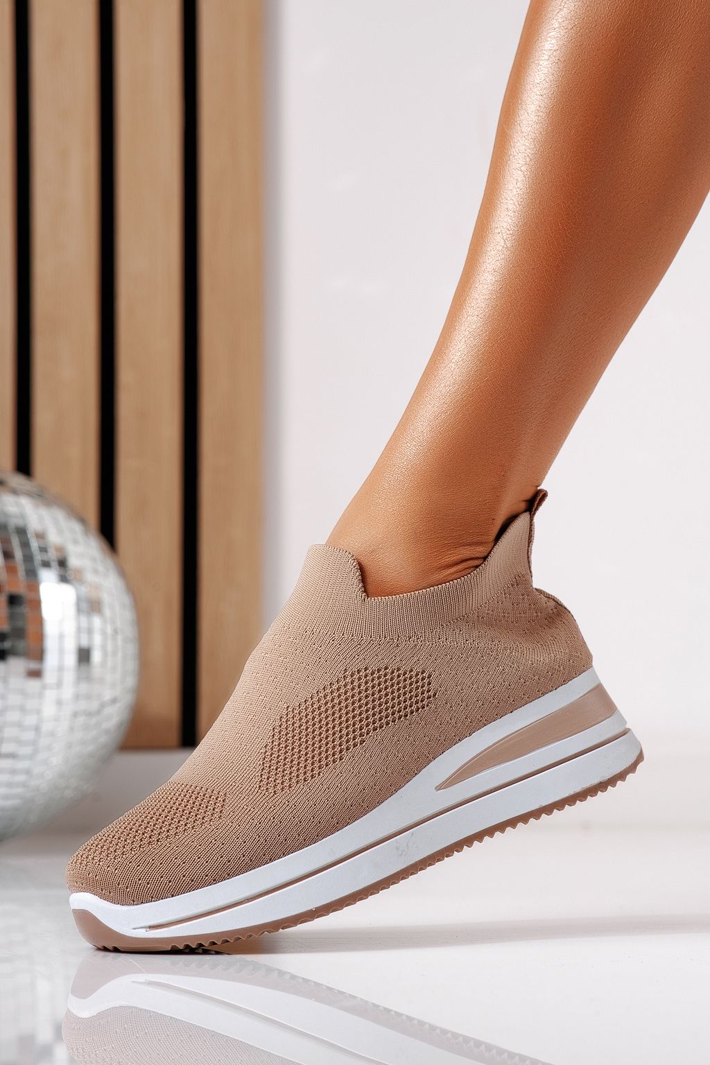 Дамски маратонки каки от текстилен материал Fausta #24469