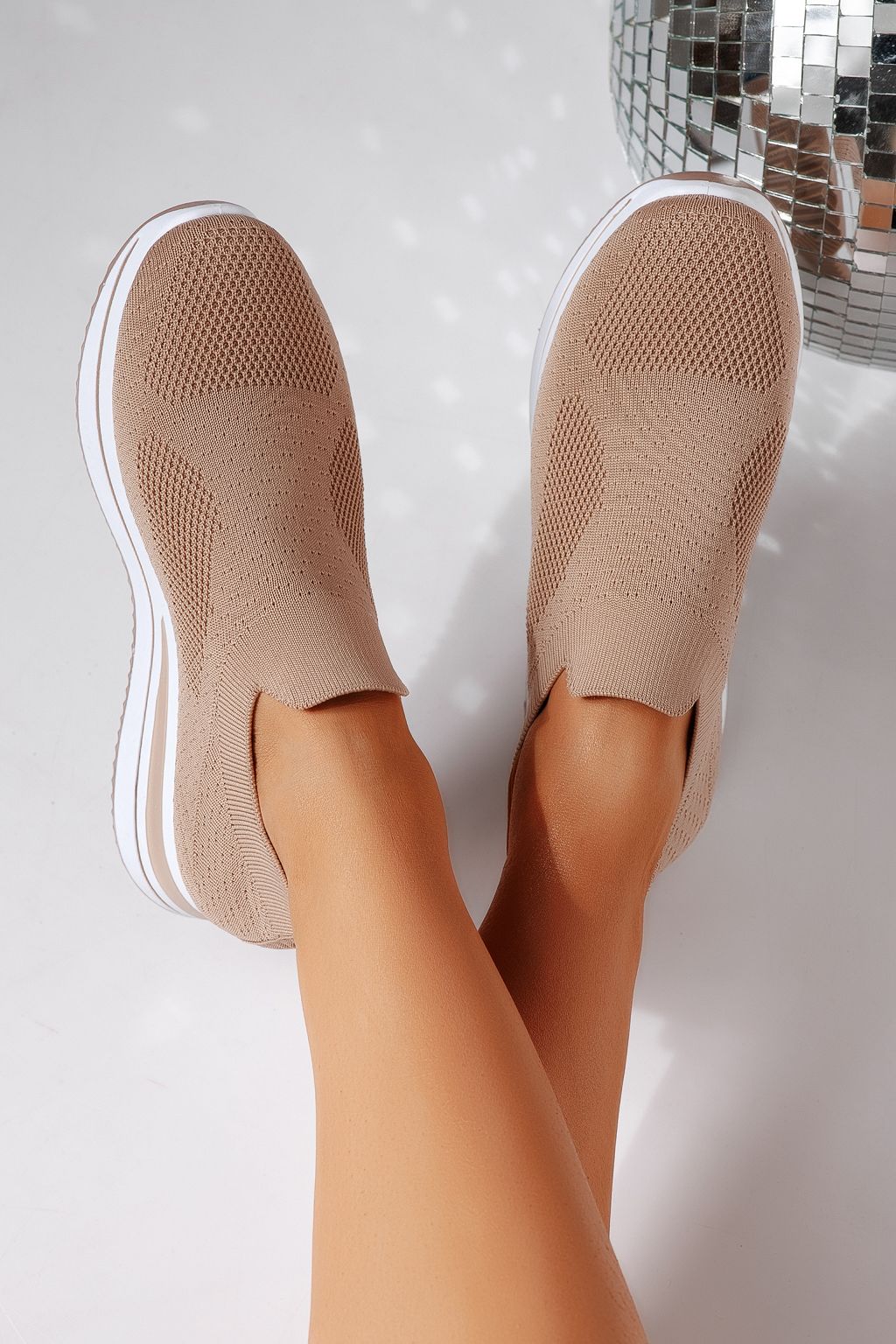 Дамски маратонки каки от текстилен материал Fausta #24469