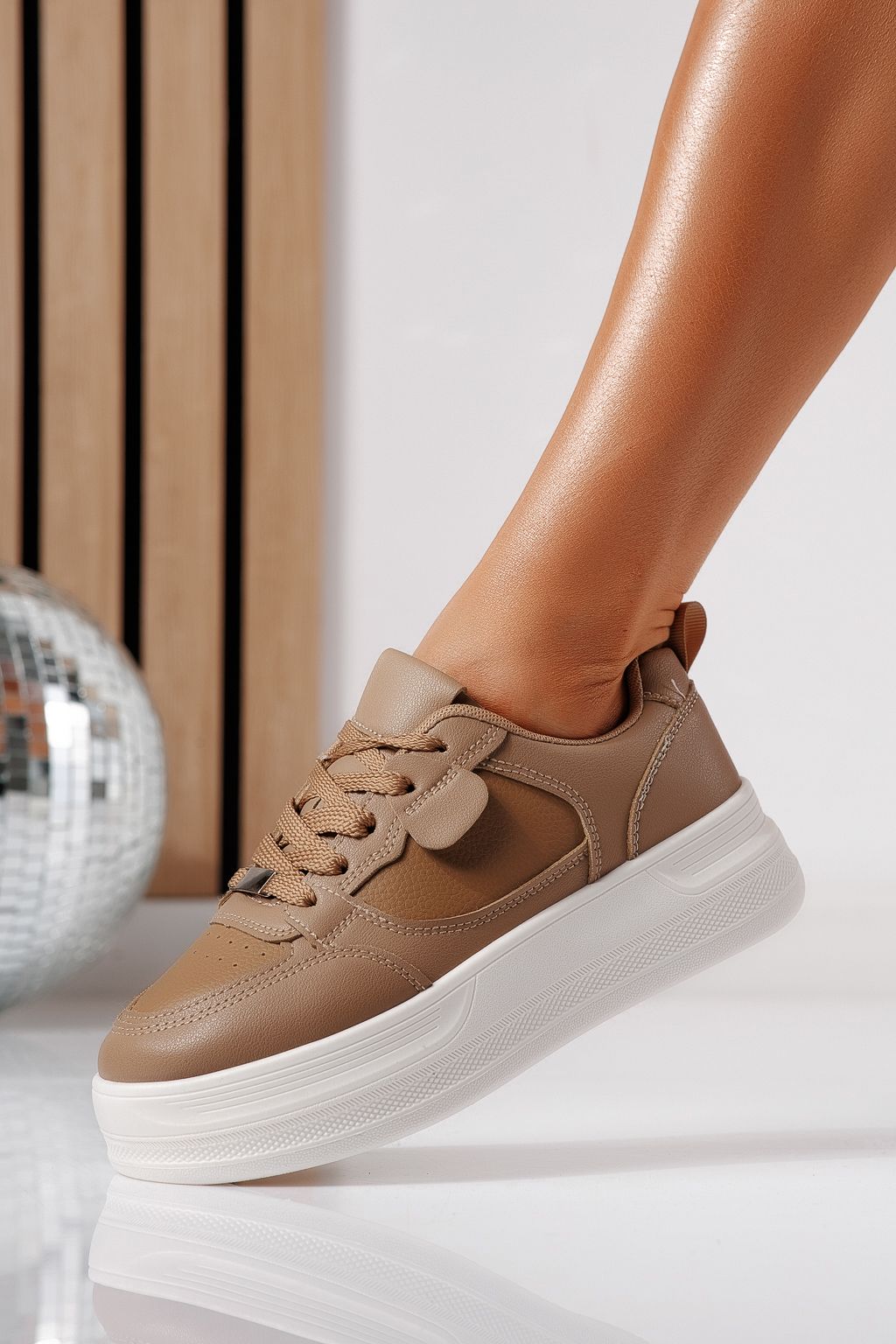 Дамски маратонки каки от еко кожа Adna #24411