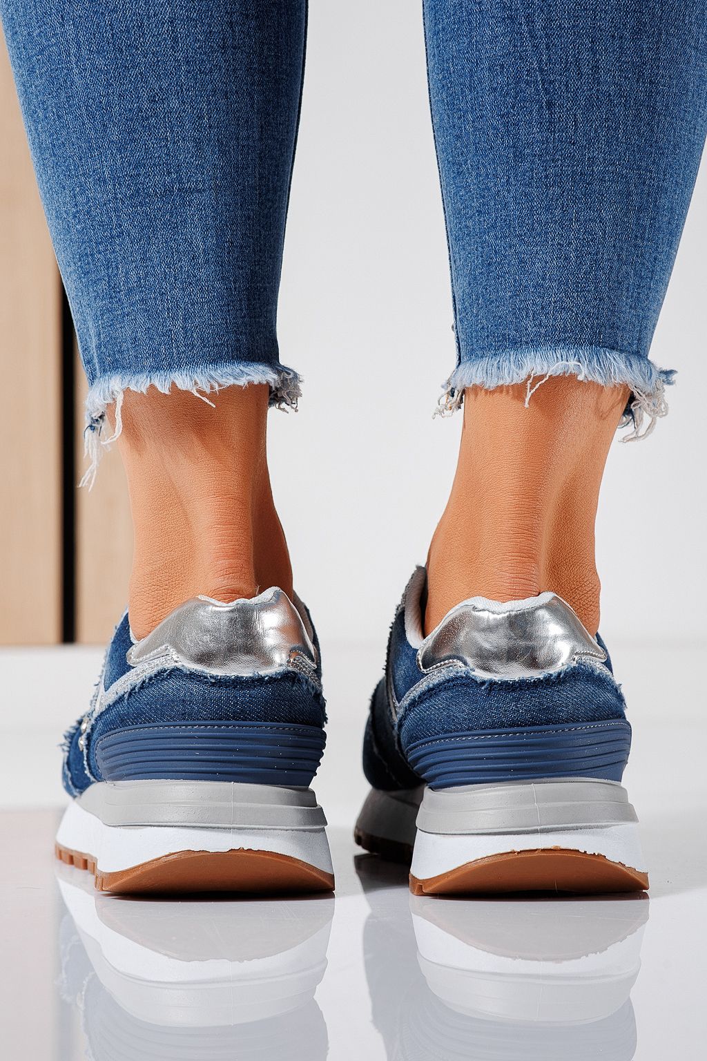 Дамски маратонки сини от текстилен материал Elsa #24497