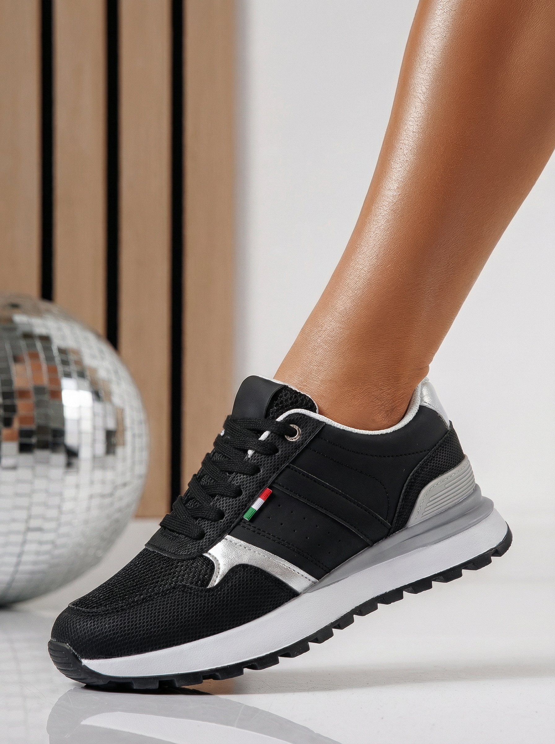 Дамски маратонки черни от еко кожа Zhanna #24508