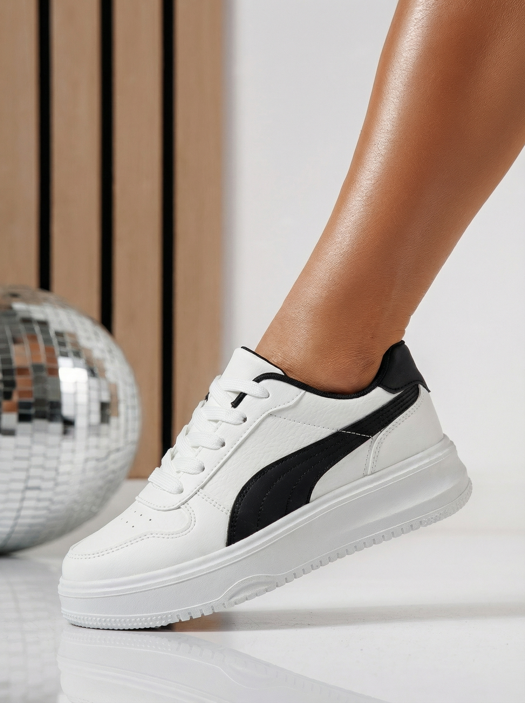 Дамски маратонки бели от еко кожа Natalia #24500