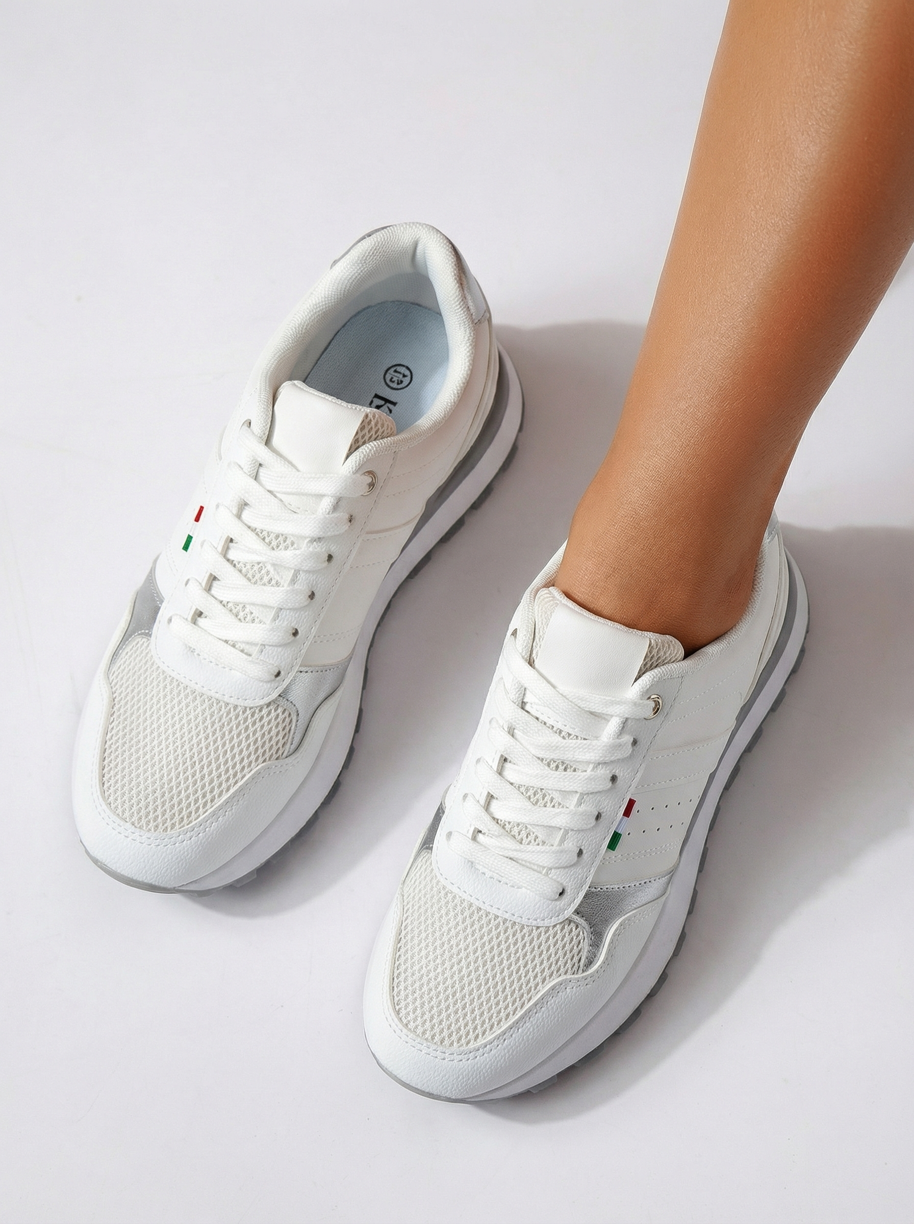 Дамски маратонки бели от еко кожа Zhanna #24507