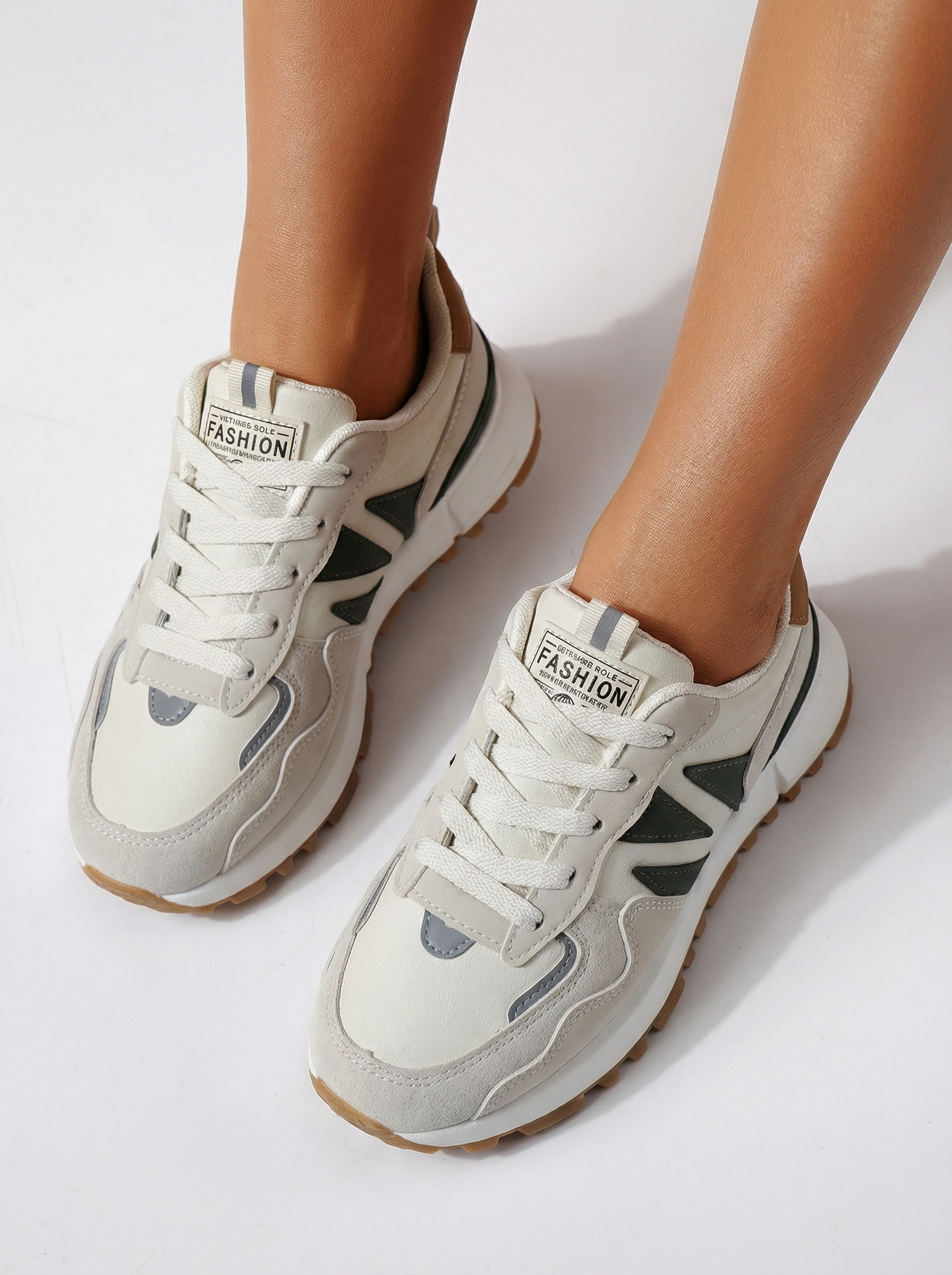 Дамски маратонки бежови от еко кожа Kalina #24506