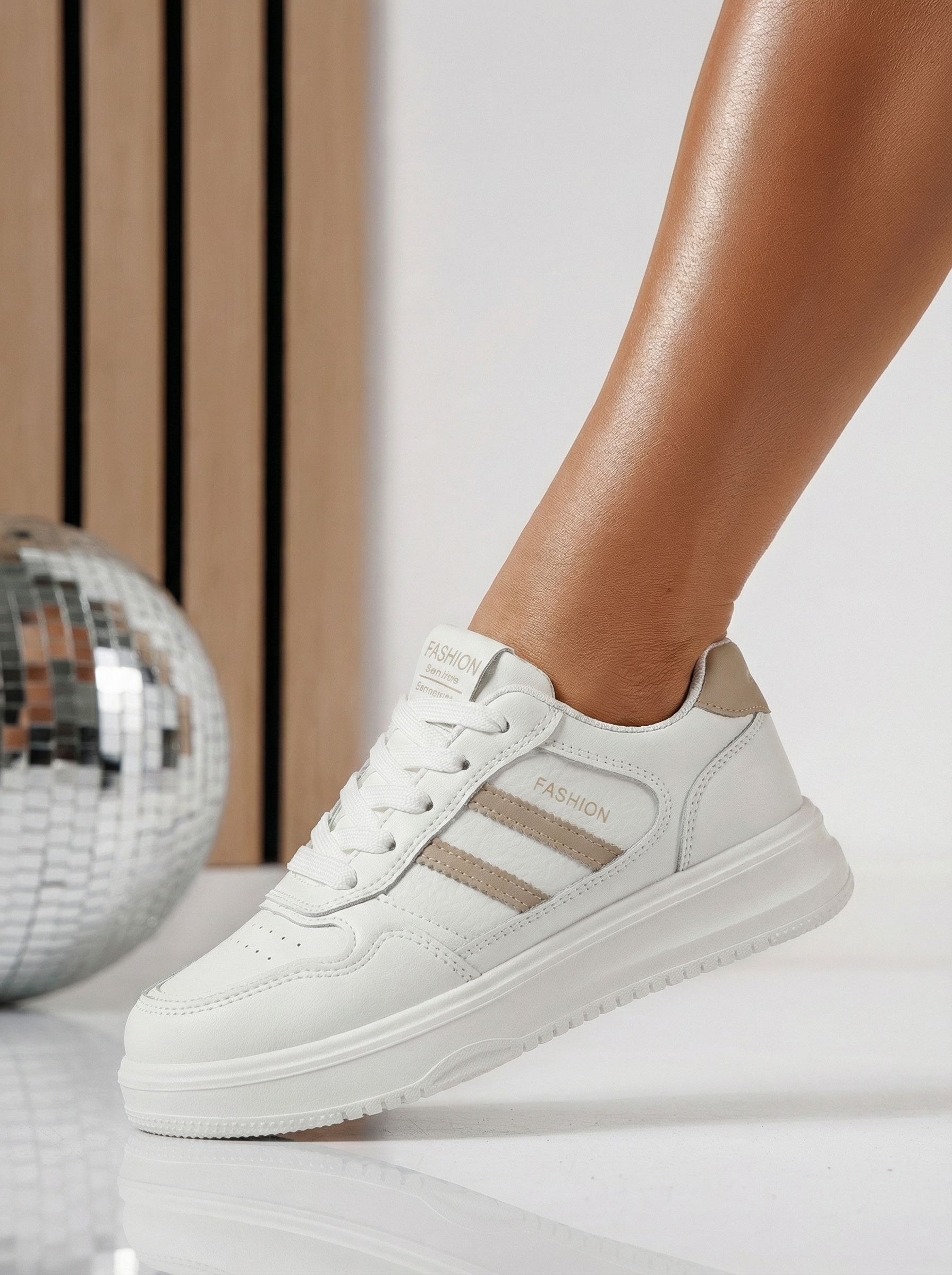 Дамски маратонки бежови от еко кожа Ekaterina #24498