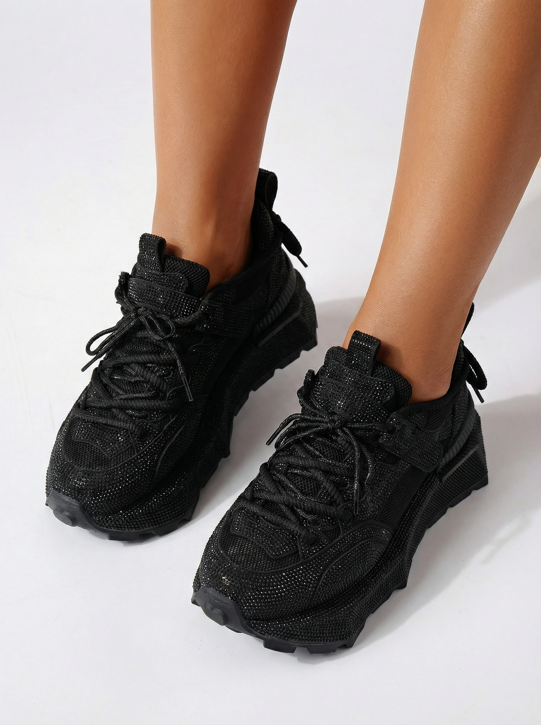 Дамски маратонки черни от текстилен материал Ester #24509