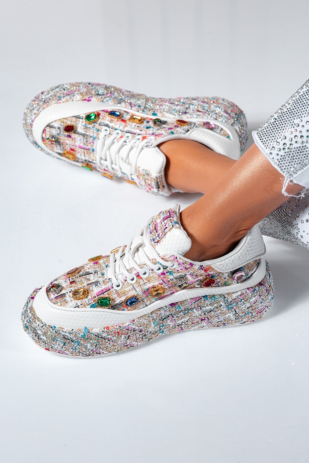 Дамски маратонки бели от еко кожа Eda #24532