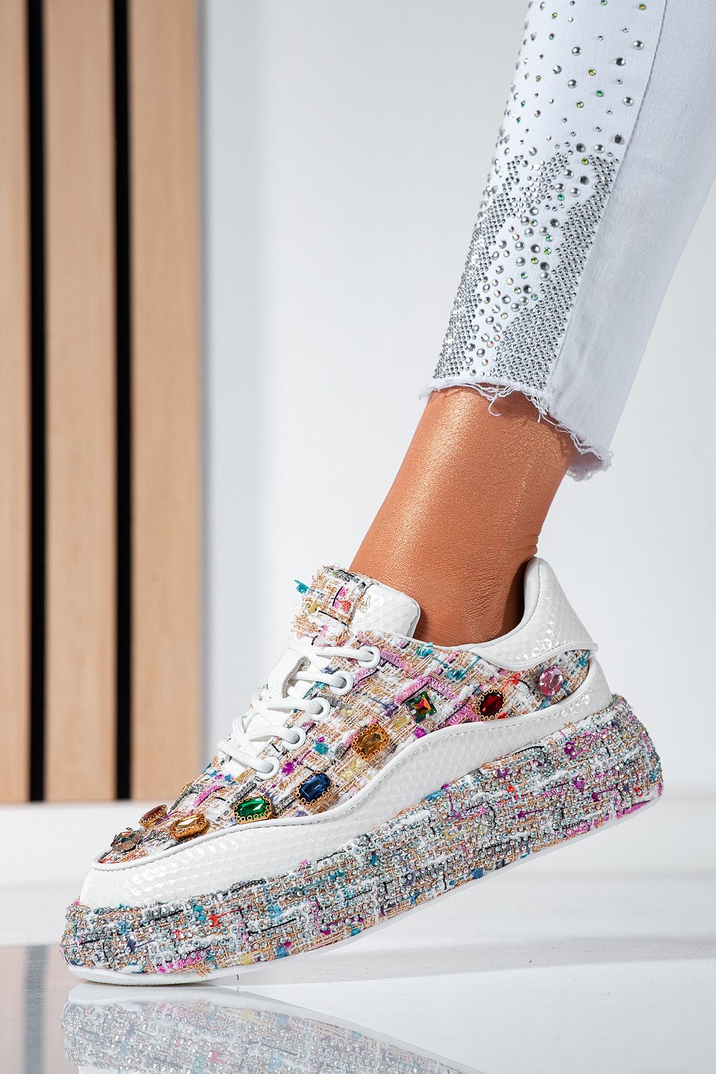 Дамски маратонки бели от еко кожа Eda #24532