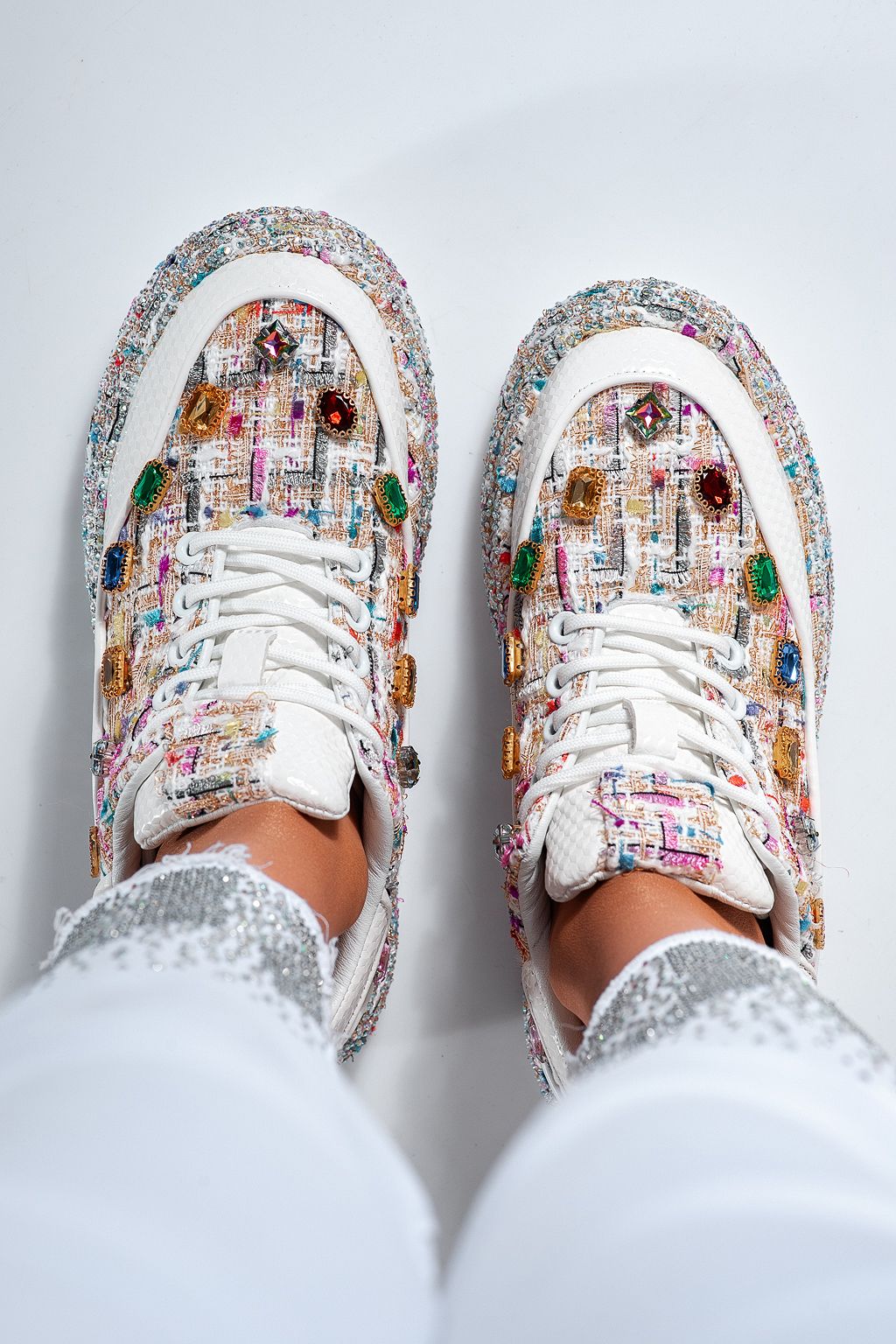 Дамски маратонки бели от еко кожа Eda #24532