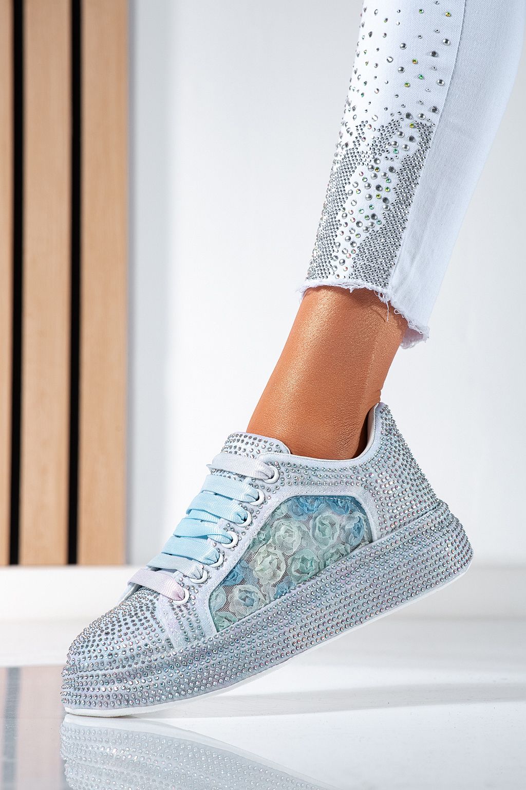 Дамски маратонки сини от еко кожа Erica #24537