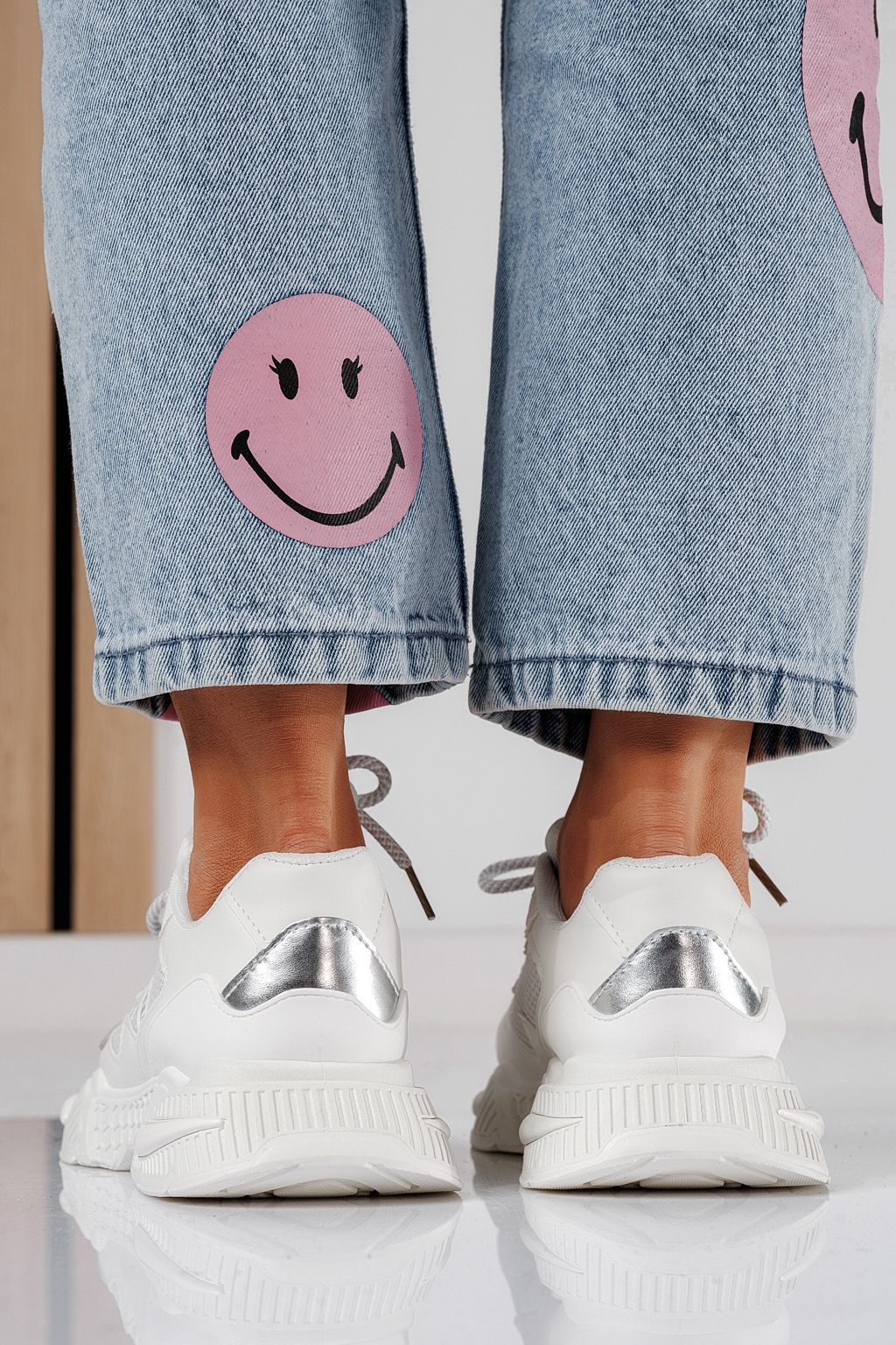 Дамски маратонки бели от еко кожа Devi #24543