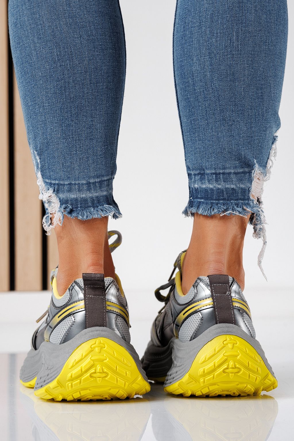 Дамски маратонки жълти от текстилен материал Anita #24547