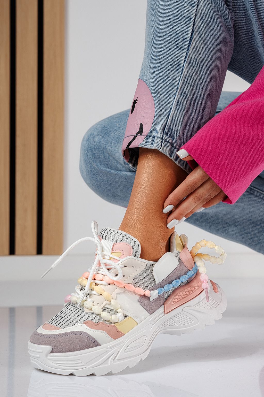 Дамски маратонки многоцветни от еко кожа Evi #24549