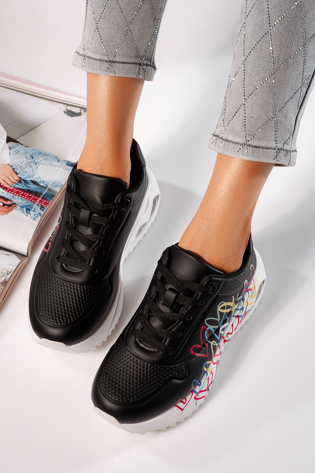 Дамски маратонки черни от еко кожа Beverly #24553