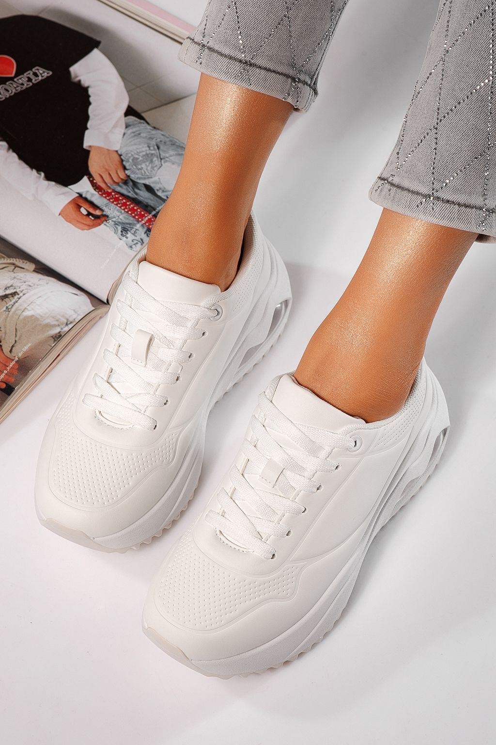 Дамски маратонки бели от еко кожа Audrey #24554