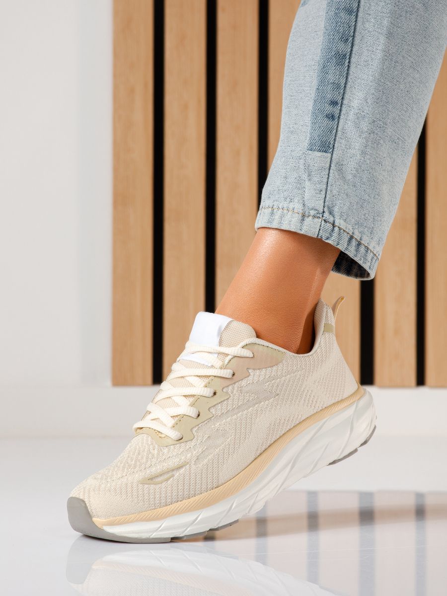 Дамски маратонки бежови от текстилен материал Luisa #24559