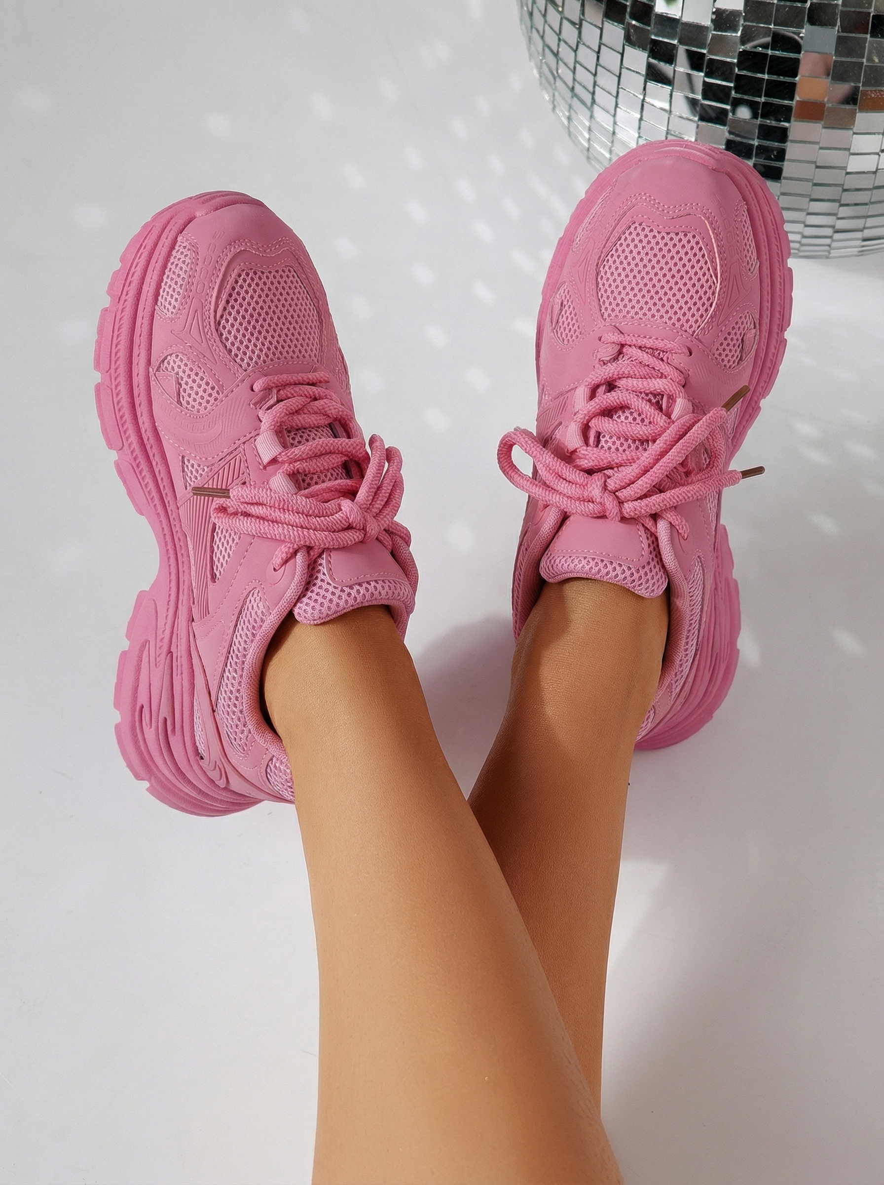 Дамски маратонки розови от еко кожа Amber #24524