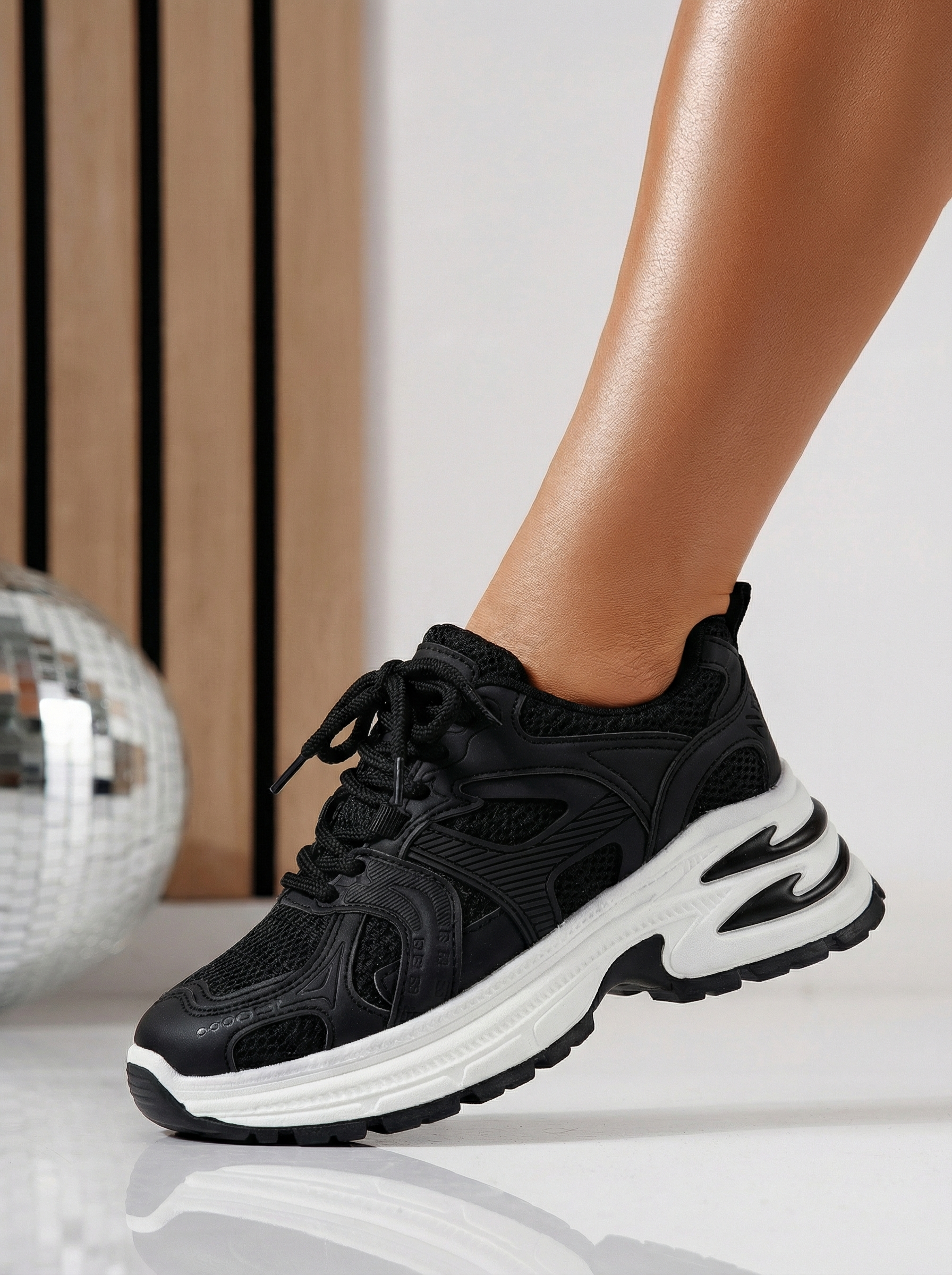 Дамски черни маратонки от екокожа Amber #24525