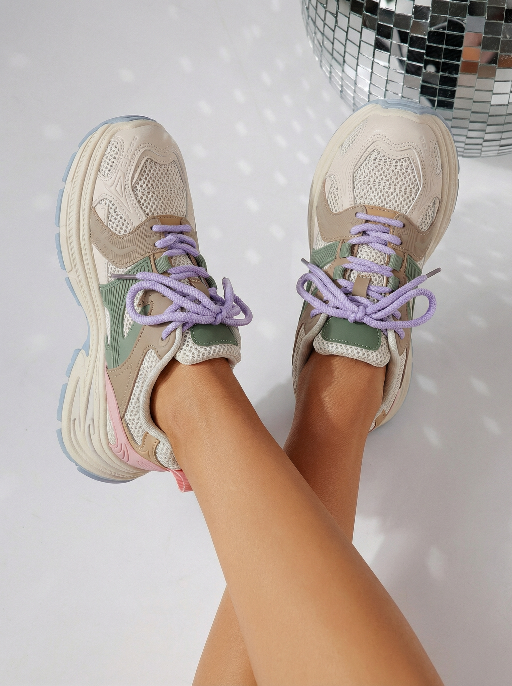 Дамски бежови маратонки от екокожа Amber #24522