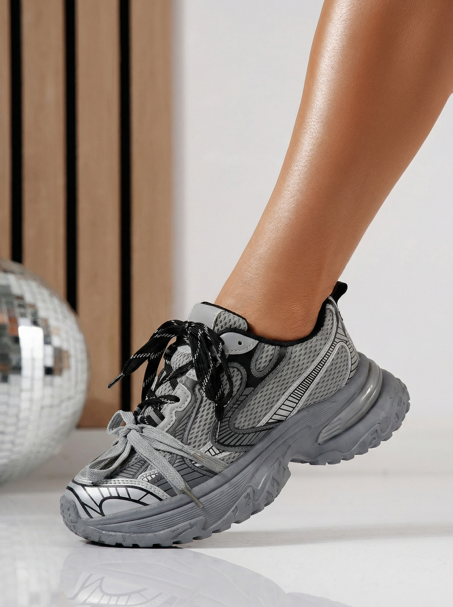 Дамски сиви кецове от еко кожа Anne #24529