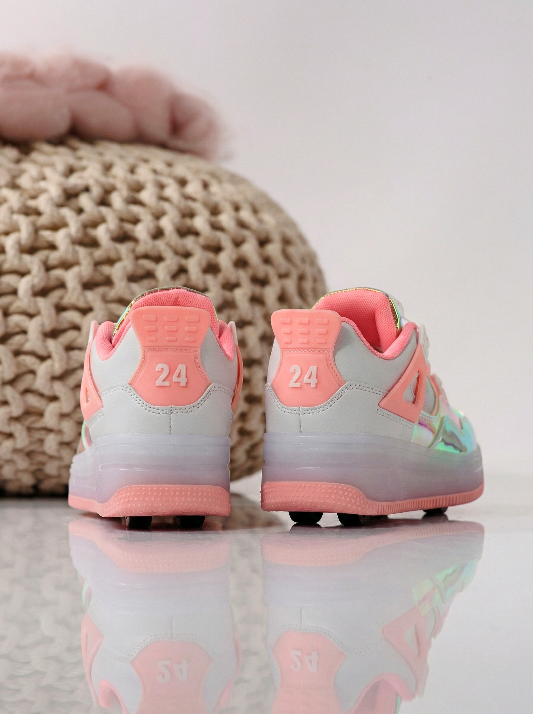 Розови екокожени ролер кецове Helys2 #24572