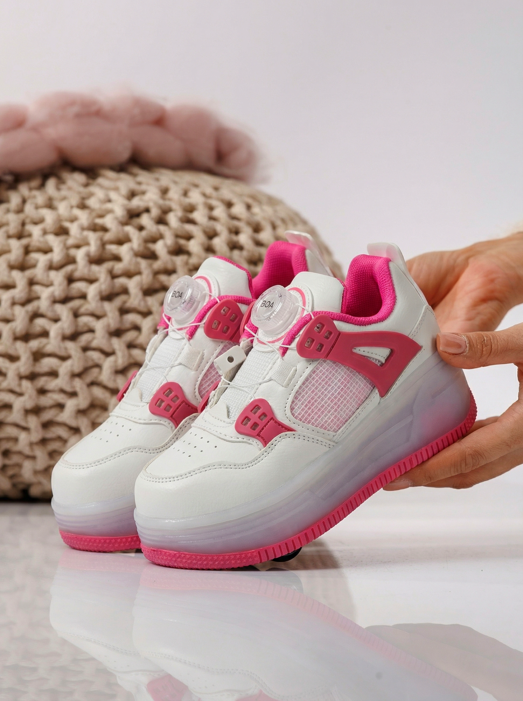 Маратонки с колелца розови от еко кожа Helys2 #24576