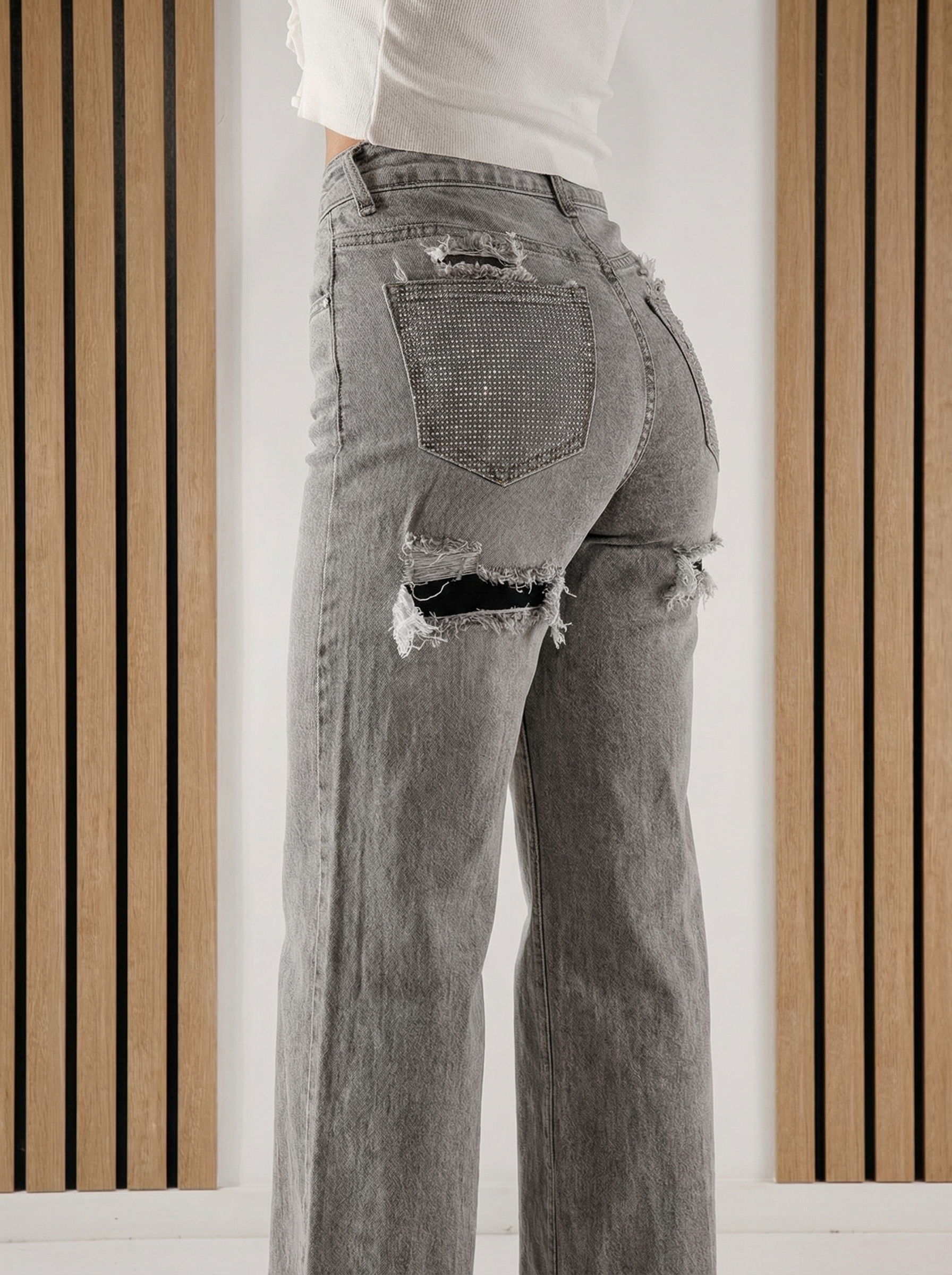 Дънки Wide Leg Дамски Maria сиви #A1392